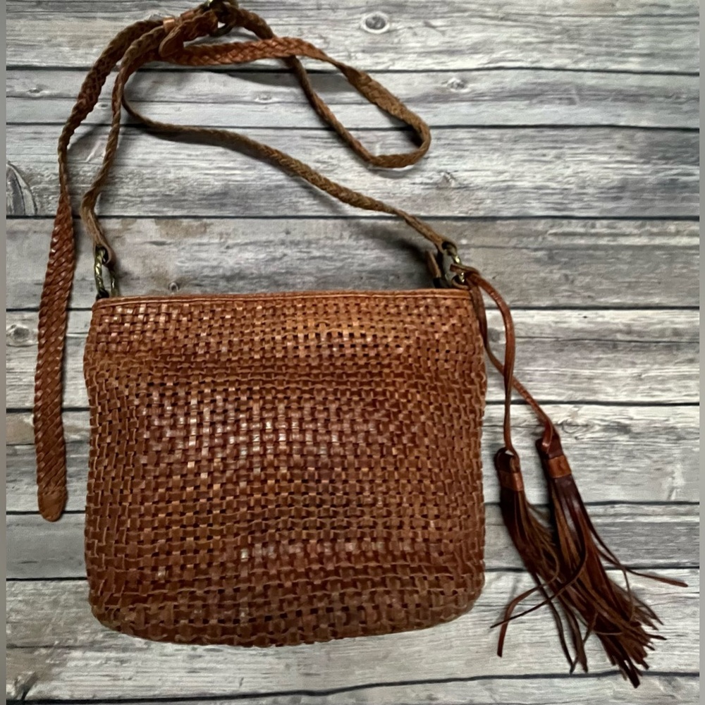 Patricia Nash woven leather bag with tassels